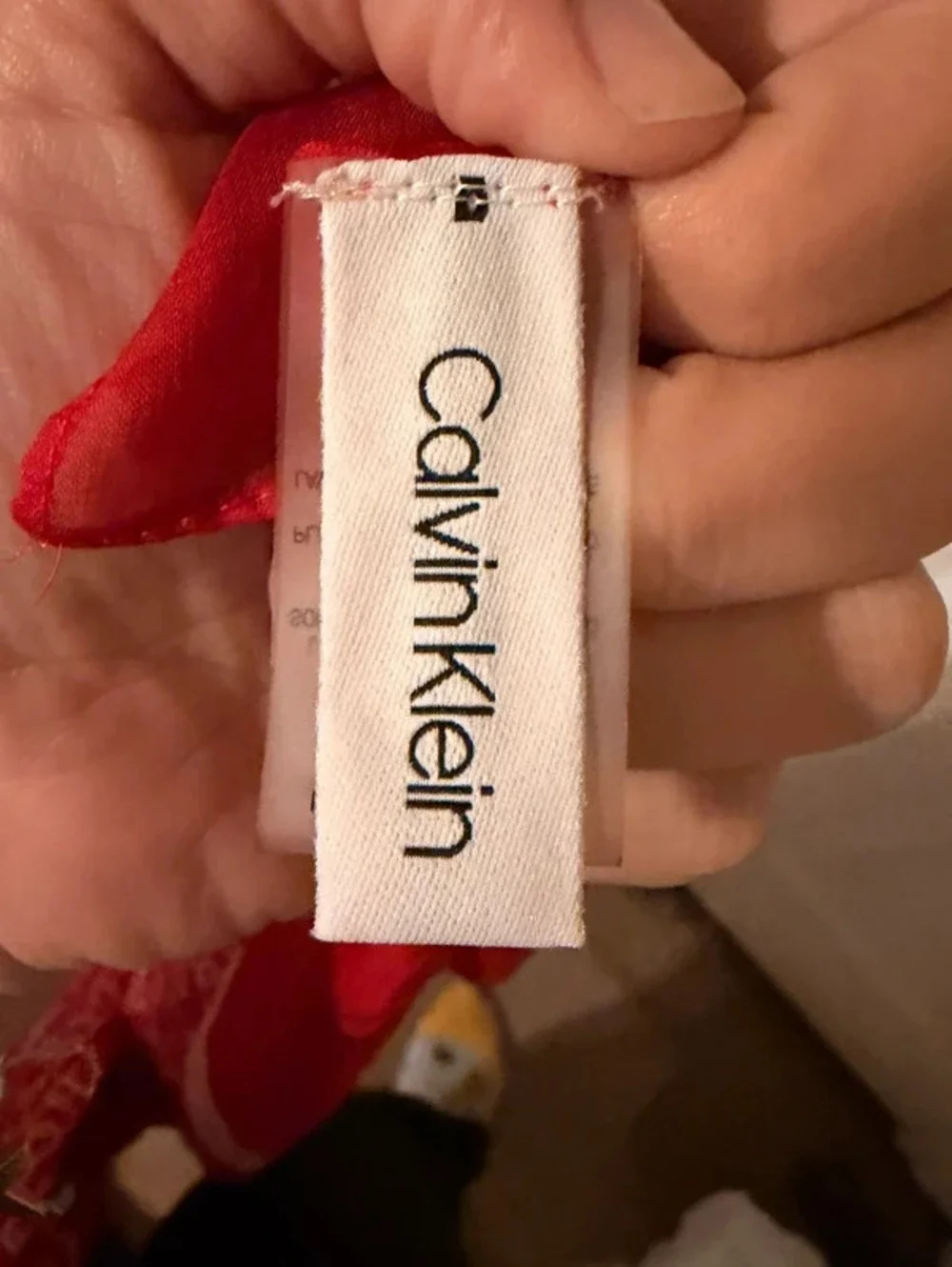 Calvin Klein Chain Print Vibrant Red Chiffon Old Money Chic Scarf